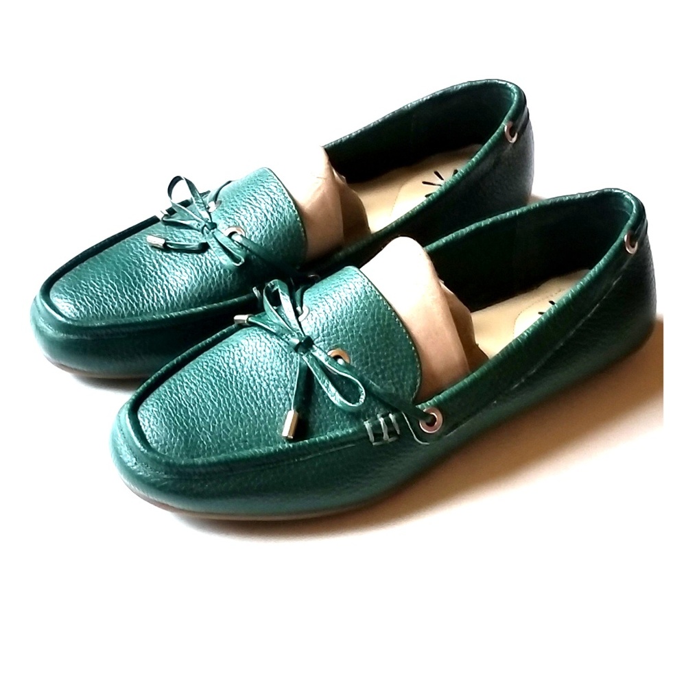 Isaac Mizrahi Live Green Leather Loafers